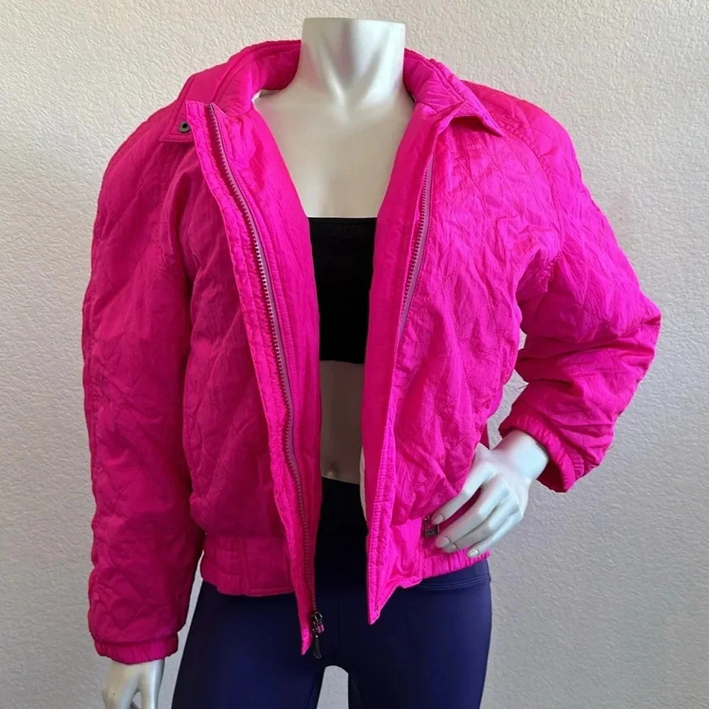 Vtg 80s Fera Skiwear Ski Snow Jacket Womans size 6 Pink Retro Winter